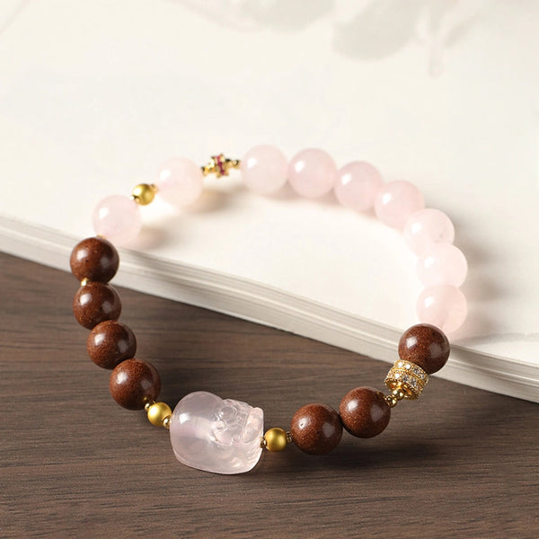 Imperial Pear Chamber Incense & Rose Quartz Piyao Wealth Bracelet