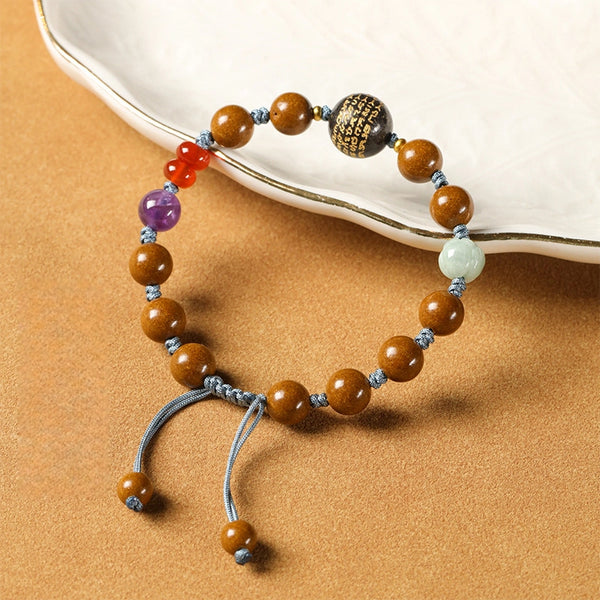 Gardenia·Amethyst·Red Agate Aromatic Bead Bracelet- Luck & Protection
