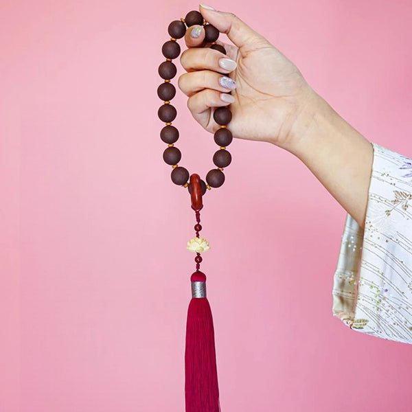 Rose Blended Incense Formula | Traditional Chinese Scented Prayer Beads - 18/108-Count Bracelet | Relieves Stress & Uplifts Mood