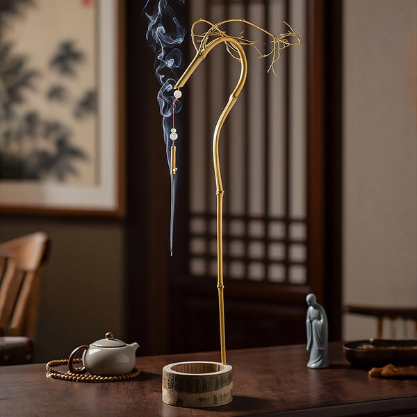 Dragon Incense Holder - Handcarved 5-in-1 Bamboo Incense Burner for Backflow/Stick/Cone Incense