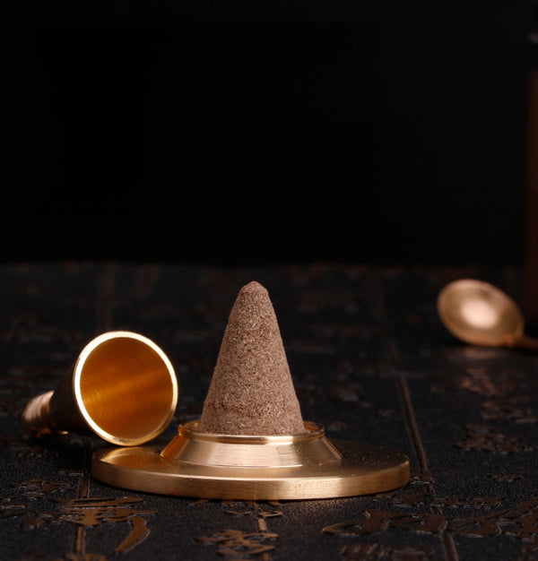 【Pure Copper Cone Incense Making Kit】Essential Tools for Incense Art - Complete Set with Mold, Scoop and Tray