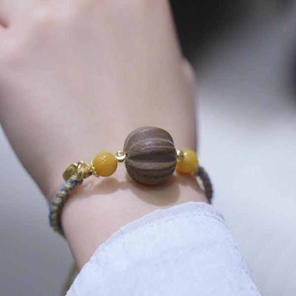 Amber Agate & Osmanthus Aromatic Bead Bracelet-For Wealth and Protect